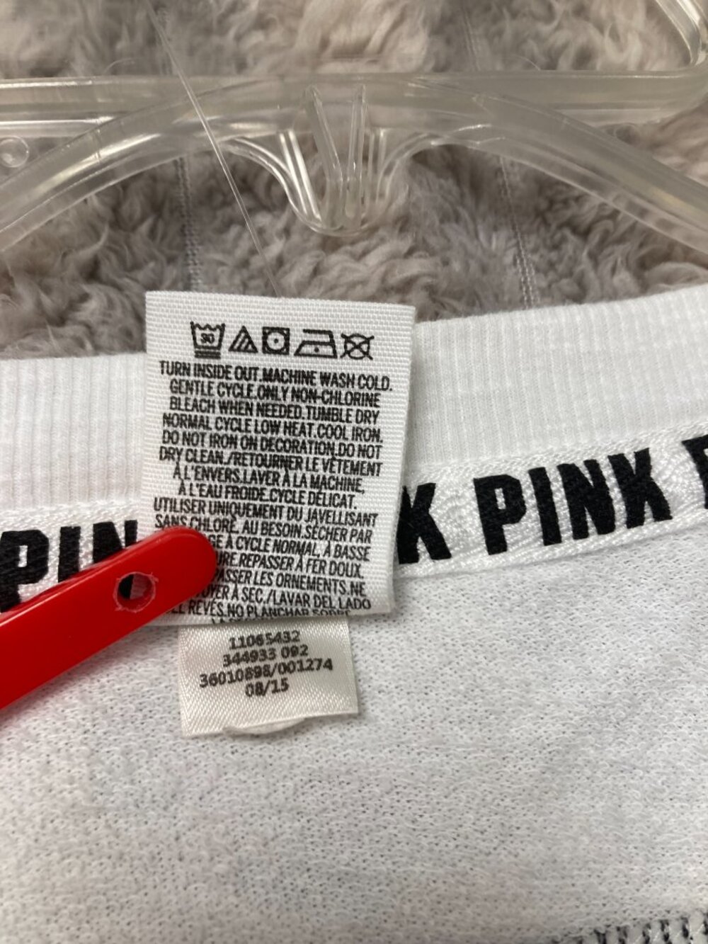 PINK Victoria's Secret Crew Neck Sweatshirt with Sequin Lettering Size Large - Picture 3 of 10